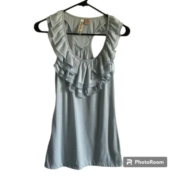 Eyeshadow Ruffle Tank Top Lite Grey Size Small - Picture 1 of 4